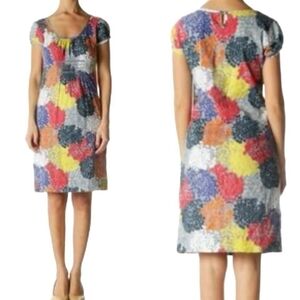 Boden Multicolored Abstract Short Sleeve Cotton Floral Zip Dress Size 6R
